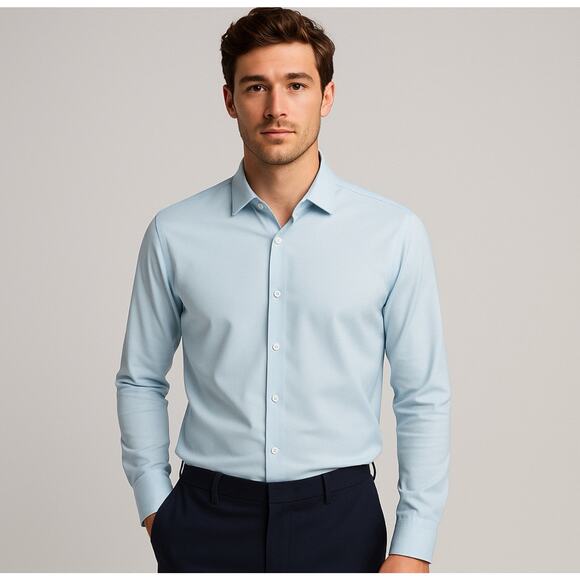 Barbell Apparel Motive Dress Shirt Mens M Light Blue Performance Stretch - Picture 1 of 11